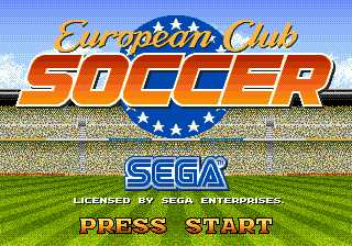 European Club Soccer title screen for Sega Mega Drive